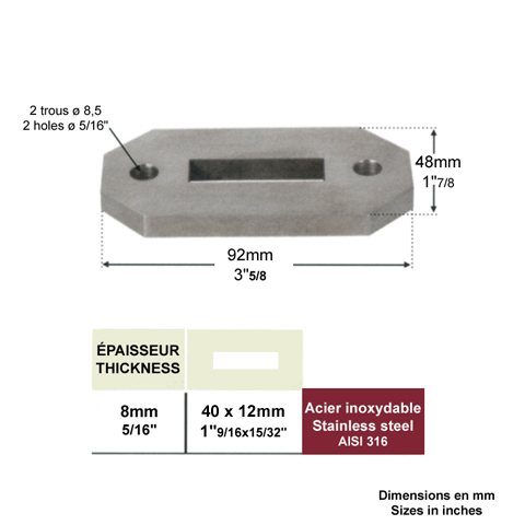 Platine de fixation pour poteau INOX316 IN2103 Embases pour poteaux Platine INOX 316 IN2103