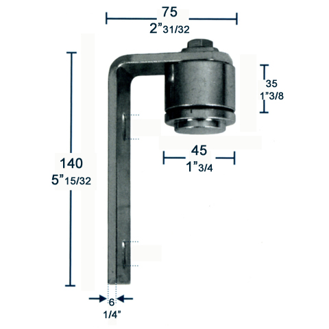 Race bearing top hinge for gates square tube 30mm (1''3/16) or round tube 40 to 45mm (1''1/2 to 1''13/16) FN35562 Pivots for gates Bolt on race bearing hinge for gates FN35562