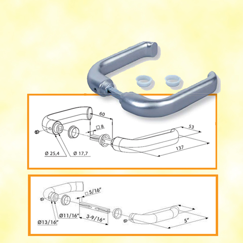 Stainless steel handle pair for hybrid lock FN36838 Locks accessories Locinox Handle pair FN36838