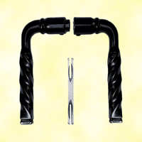 Handle pair lock matt black epoxy 115mm (3'') square spindle 80mm - 3''3/16