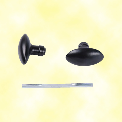 Alu knob pair black epoxy - square spindle 6mm (1/4'') L 100mm (4'') FN3699 Locks accessories Knob door FN3699