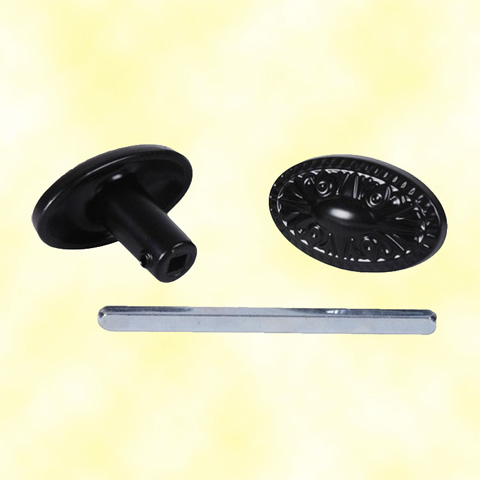 Alu knob pair black epoxy - square spindle 6mm (1/4'') L 100mm (4'') FN3700 Locks accessories Knob door FN3700