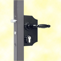 Ornemental adjustable gate lock with reversible bolt LAKY (special USA gates)