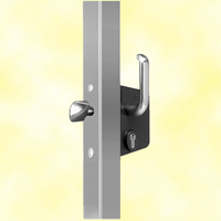Sliding gate lock LSKZ with twistfinger in stainless steel. Square 60mm (2''3/8)