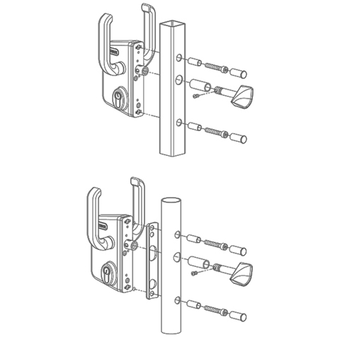 Sliding gate lock LSKZ with twistfinger in stainless steel. Square 80mm (3''5/32) FN3721 Locks Locinox for gates Sliding gates lock FN3721