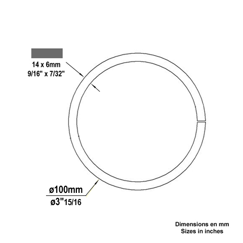 Circle in wrought iron 100mm 14x6mm (3.94'' - 0.55''x0.24'')  (3''15/16 - 9/16''x7/32'') FE1910 Circles in wrought iron Closed iron circles FE1910