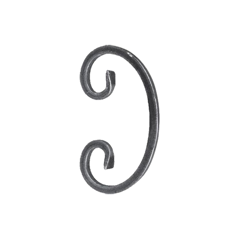 Iron scroll in C H135mm 8mm (H5.3''- 0.32'')  (H5''9/32- 5/16'') FF2004 Scrolls in wrought iron Iron scrolls smooth ends FF2004