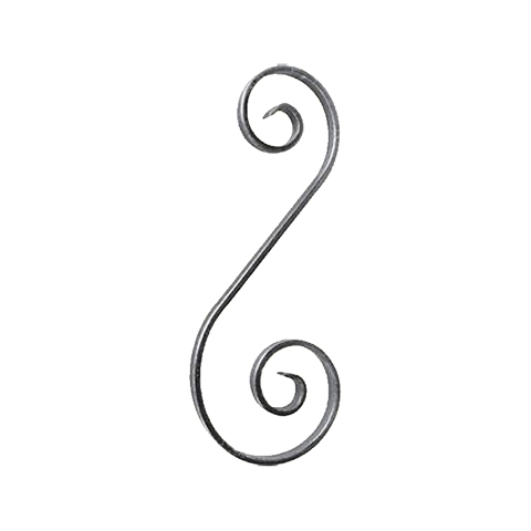 Iron scroll in S H290mm 12x6mm (H11.42'' 0.47 x 0.24'')  (H11''3/8  15/32'' x 1/4'') FF2014 Scrolls in wrought iron Iron scrolls smooth ends FF2014