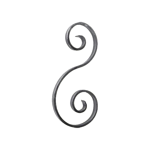 Iron scroll in S H220mm 12x6mm (H8.66'' 0.47 x 0.24'')  (H8''21/32  15/32'' x 1/4'') FF2016 Scrolls in wrought iron Iron scrolls smooth ends FF2016