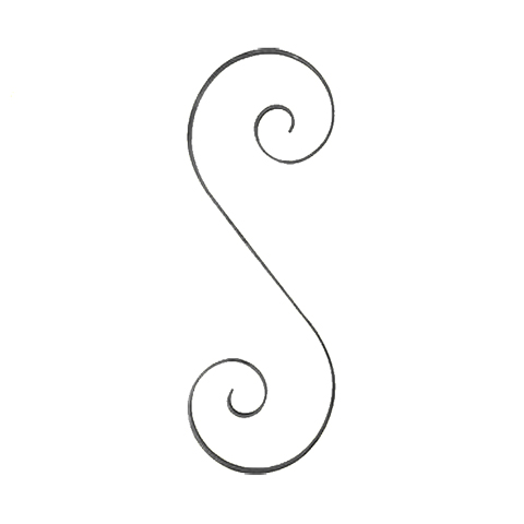 Iron scroll in S H330mm 16x3 mm (H13'')( 0.63 x 0.12'')  (H13'')( 5/8'' x 1/8'') FF2021 Scrolls in wrought iron Iron scrolls smooth ends FF2021