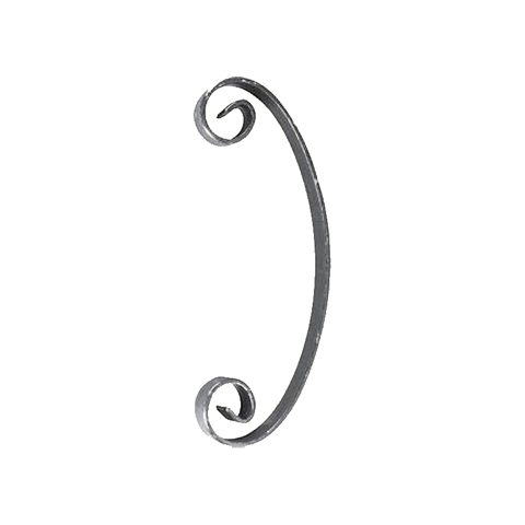 Iron scroll in C H220mm 16x4mm (H8.66'' 0.63x0.15'')  (H8''21/32  5/8'' x 5/32'') FF2022 Scrolls in wrought iron Iron scrolls smooth ends FF2022