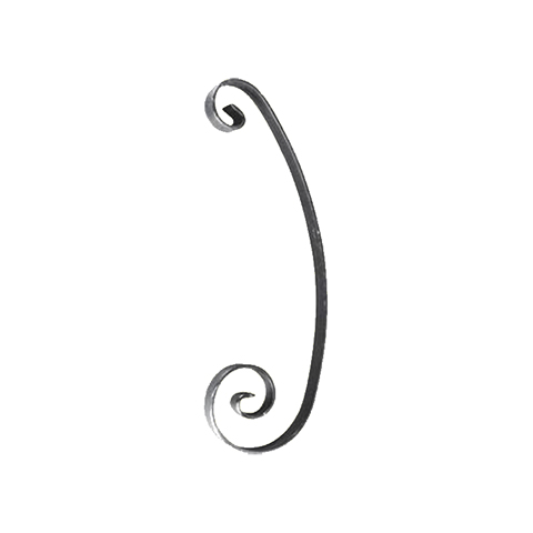 Iron scroll in C H305mm 16x4mm (H12'')( 0.63 x 0.15'')  (H12'')(  5/8'' x 5/32'') FF2023 Scrolls in wrought iron Iron scrolls smooth ends FF2023