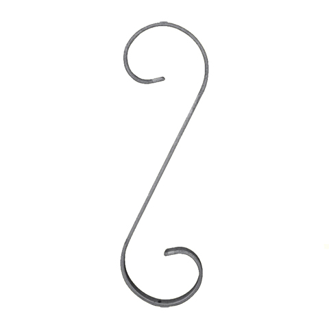 Iron scroll in S H270mm 12x5mm (H10.63'' 0.47 x 0.2'')  (H10''5/8  15/32'' x 3/16'') FF2024 Scrolls in wrought iron Iron scrolls smooth ends FF2024