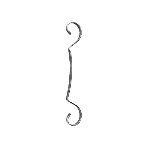 Iron scroll in ''3'' H280mm 12x3 mm (H11.025'' 0.47'' x 0.12'')  (H9''1/16  15/32'' x 1/8'') FF2025 Scrolls in wrought iron Iron scrolls smooth ends FF2025