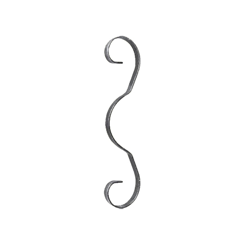 Iron scroll in ''3'' H245mm 12x3 mm (H9.64'' 0.47 x 0.12'')  (H9''11/16  15/32'' x 1/8'') FF2026 Scrolls in wrought iron Iron scrolls smooth ends FF2026