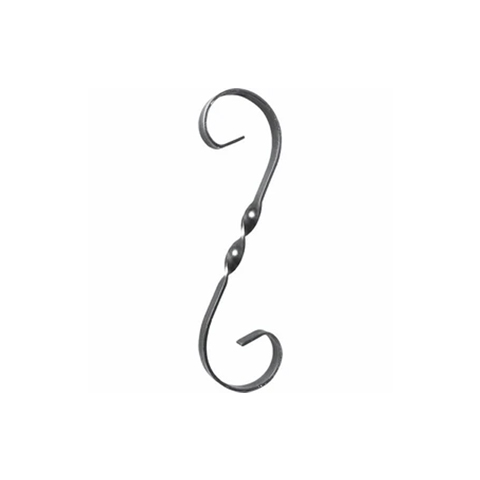 Iron scroll in S H450mm 20x5mm (H17.72'' 0.79''x 0.2'')  (H17''23/32'' x 3/16'') FF2032 Scrolls in wrought iron Iron scrolls smooth ends FF2032
