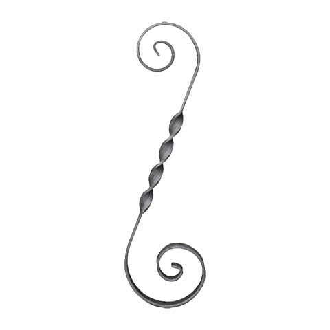 Iron scroll in S H360mm 16x4mm (H14.17'' 0.63 x 0.15'')  (H14''3/16  5/8'' x 5/32'') FF2036 Scrolls in wrought iron Iron scrolls smooth ends FF2036