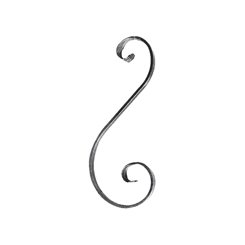 Iron scroll in S H270mm 14x6mm (H10.63'' 0.55'' x 0.24'')  (H10''5/8  9/16'' x 1/4'') FF2067 Scrolls in wrought iron Iron scrolls forged ends FF2067