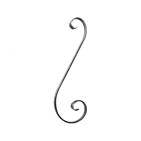 Iron scroll in S H350mm 12x6mm (H13.78'' 0.47 x 0.24'')  (H13''25/32  15/32'' x 1/4'') FF2069 Scrolls in wrought iron Iron scrolls forged ends FF2069