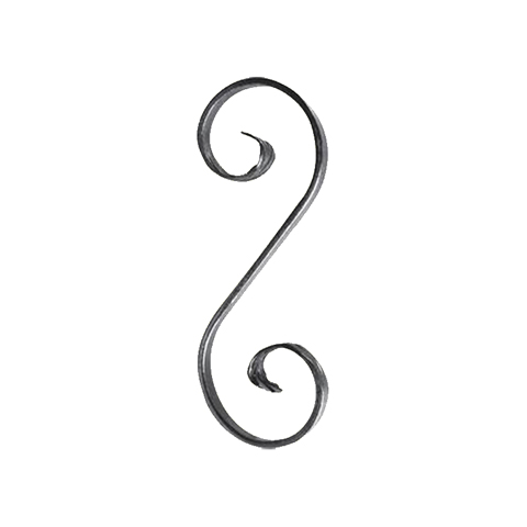 Iron scroll in S H205mm 14x6mm (H8.07'' 0.55'' x 0.24'')  (H8''1/32  9/16'' x 1/4'') FF2076 Scrolls in wrought iron Iron scrolls forged ends FF2076