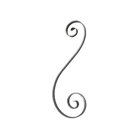 Iron scroll in S H450mm 14x6mm (H17.71'' 0.55'' x 0.24'')  (H17''23/32  9/16'' x 1/4'') FF2086 Scrolls in wrought iron Iron scrolls forged ends FF2086