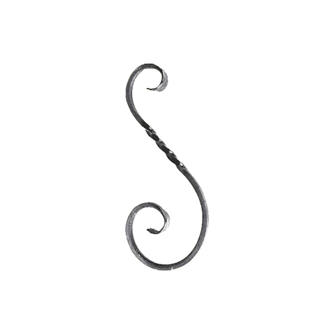 Iron scroll in S H200mm 8x8mm (H7.87'' 0.32'' x 0.32'')  (H7''29/32  5/16'' x 5/16'') FF2087 Scrolls in wrought iron Iron scrolls forged ends FF2087