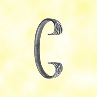 Iron scroll in C H110mm 12x6mm (H4.33'' 0.47 x 0.24'')  (H4''3/8  15/32'' x 1/4'')