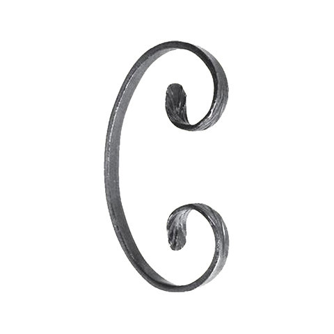 Iron scroll in C H150mm 14x6mm (5.91''-0.55'' x 0.24'')  (5''29/32  9/16'' x 1/4'') FF2093 Scrolls in wrought iron Iron scrolls forged ends FF2093