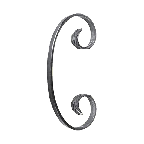 Iron scroll in C H190mm 16x6mm (H7.5'' 0.6 x 0.2'')  (H7''7/16  5/8'' x 1/4'') FF2097 Scrolls in wrought iron Iron scrolls forged ends FF2097