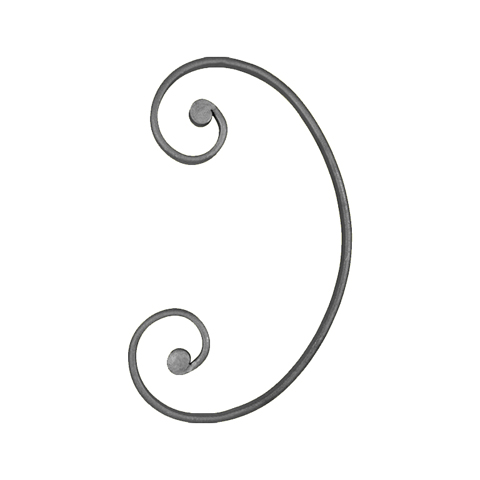 Scroll end core in C H370mm 20x8mm (H14.57'' 0.79''x 0.32'')  (H14''9/16  25/32'' x 5/16'') FF2202 Scrolls in wrought iron Iron scrolls ends core FF2202