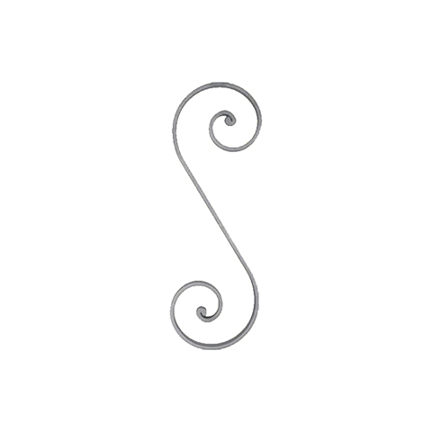 Scroll end core in S H375mm 16x6mm (H14.76'' 0.63''x0.24'')  (H14''23/32  5/8'' x 1/4'') FF2208 Scrolls in wrought iron Iron scrolls ends core FF2208