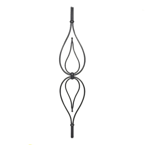 Art deco baluster H1000mm 2 x 10mm (39.37''-2x0.39'') (39''3/8- 2 x 7/16'') FG2663 Baluster wrought iron Art deco iron balusters FG2663