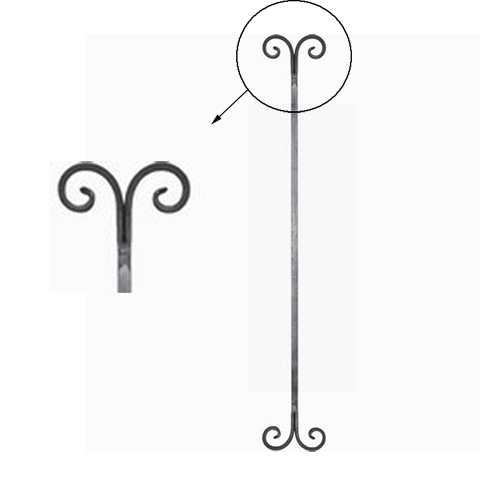 Forged baluster H900mm 14mm (H35,43''- 0.55'')  (H35''7/16 - 9/16'') FG2670 Baluster wrought iron Forged iron balusters FG2670