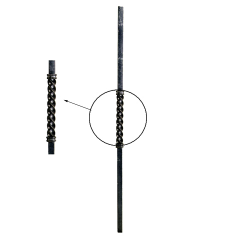 Twisted newel H1000mm 25mm (H39.37'' 0.98'')  (H39''3/8  15/16'') FH2824 Newel in wrought iron Newels in forged iron FH2824