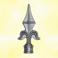 fer de lance- Pointe de lance 125mm diamtre 16mm en forme de fleur de lys