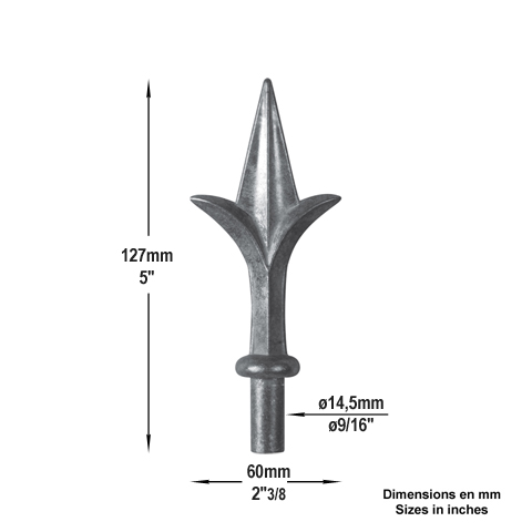 Pointe de lance aluminium 14,5mm FA1673 Pointe de lance Aluminium FA1673