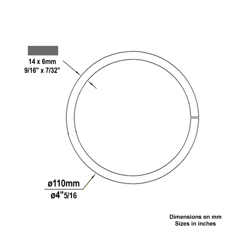 Cercle fer forg 110mm 14x6mm FE1913 Cercle En acier ferm FE1913