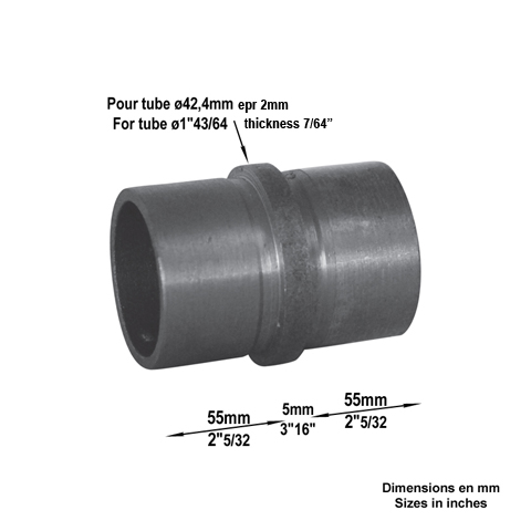 Union droit de main courante ronde en acier 42,4mm epr2mm IN2851 Main courante acier ronde Raccords pour tube epr 2mm IN2851