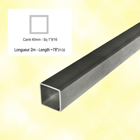 Barre profile tube 40x40mm longueur 2m carr lisse acier lamin brut