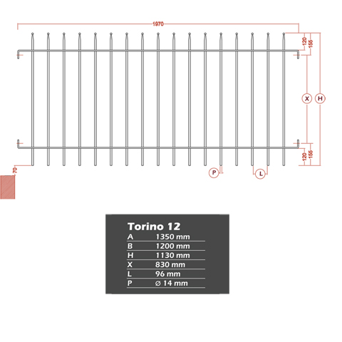 Grille de cloture TORINO 12 prte  poser FT4221 Clture TORINO Grille hauteur 1m et 1,2m FT4221