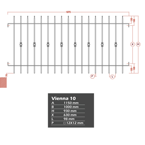 Grille de cloture VIENNA 10 prête à poser FT42221 Clôture VIENNA Grille hauteur 1m et 1,2m FT42221