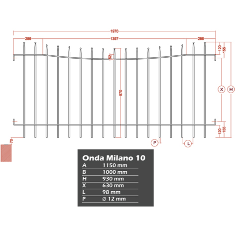 Grille de cloture Onda Milano 10 prte  poser FT42381 Clture MILANO Grille hauteur 1m FT42381