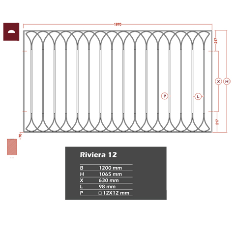 Grille de cloture RIVIERA 12 prête à poser FT4245 Clôture RIVIERA 12 Grille hauteur 1m et 1,2m FT4245
