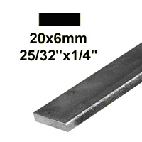 Barre profile plate 20x6mm longueur 2m lisse en acier lamin brut