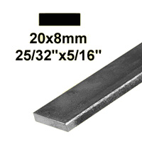 Barre profile plate 20x8mm longueur 2m lisse en acier lamin brut
