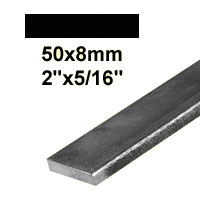 Barre profile plate 50x8mm longueur 2m lisse en acier lamin brut