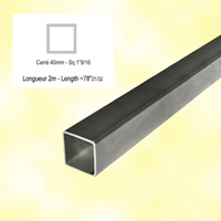 Barre profilée tube 40x40mm longueur 2m carré lisse acier laminé brut