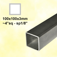 Barre profilée tube 100x100mm longueur 2m carré lisse acier laminé brut
