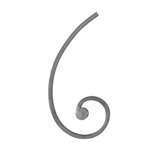 Volute demi C en plat de 20x8mm avec enroulement à noyau
