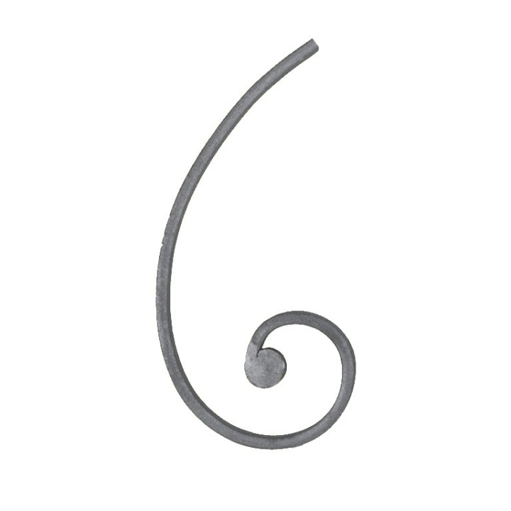 Volute demi C en plat de 20x8mm avec enroulement à noyau